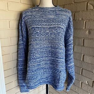 VTG 90s Sweater Womens XL Crew neck Marled Academia Oversized Boxy Cotton USA